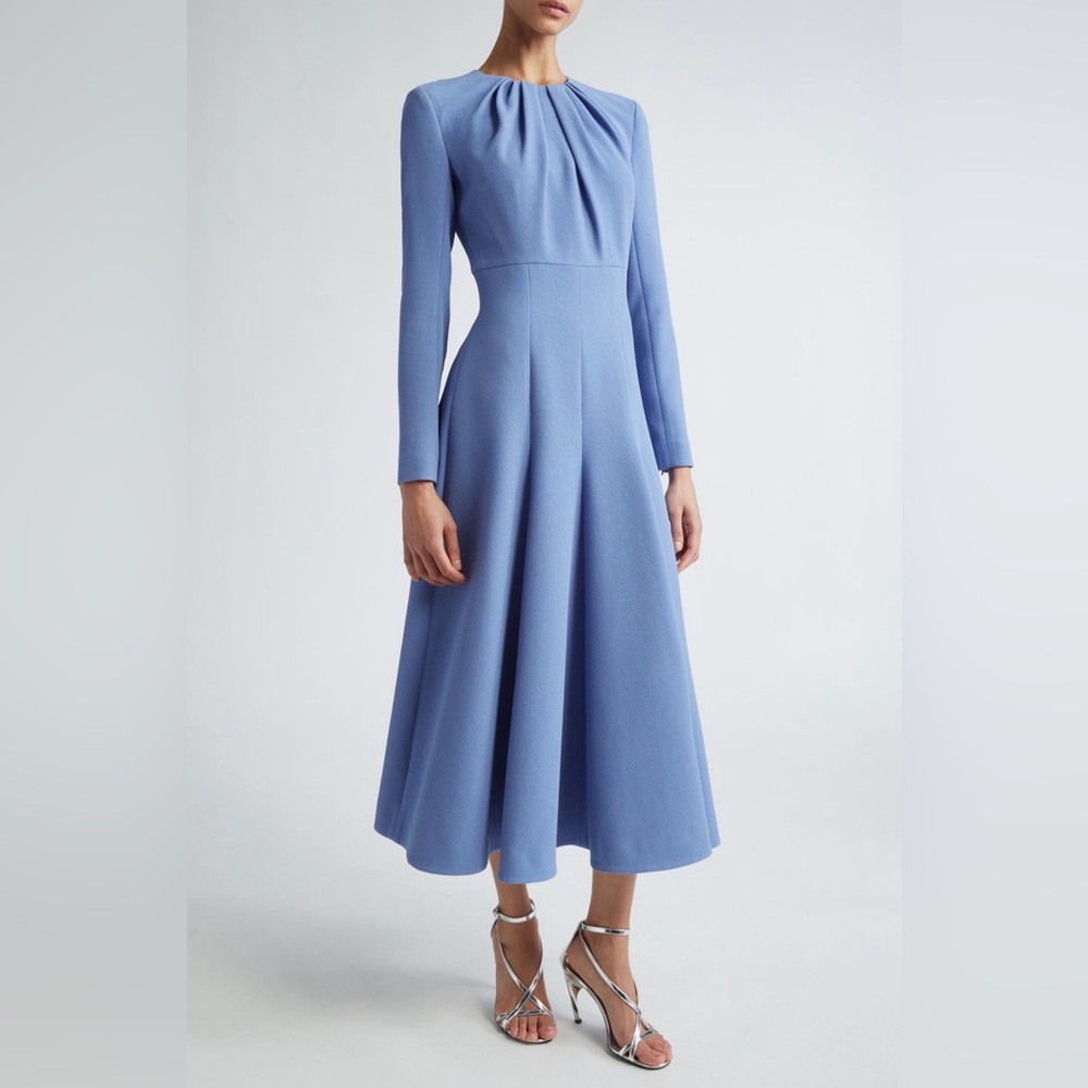 NWT Authentic Emilia Wickstead Belgium Long Sleeve A-Line Midi Dress Size 2 US